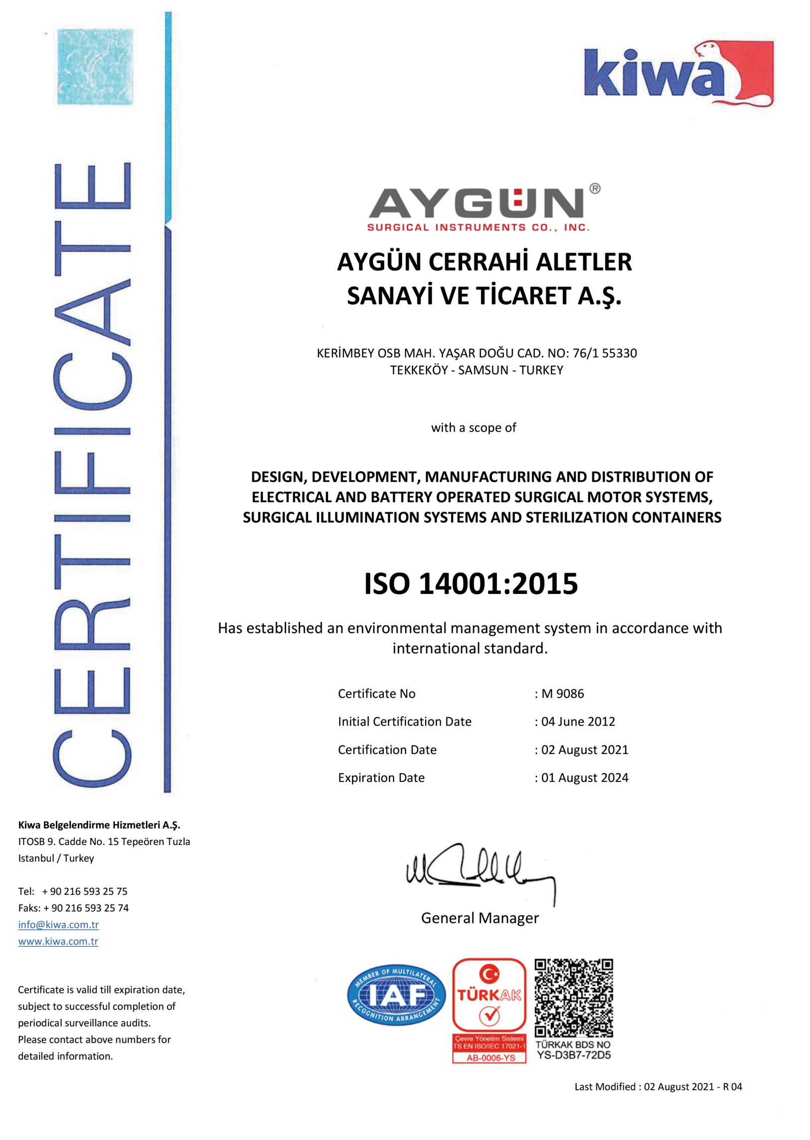 Aygün Certificate