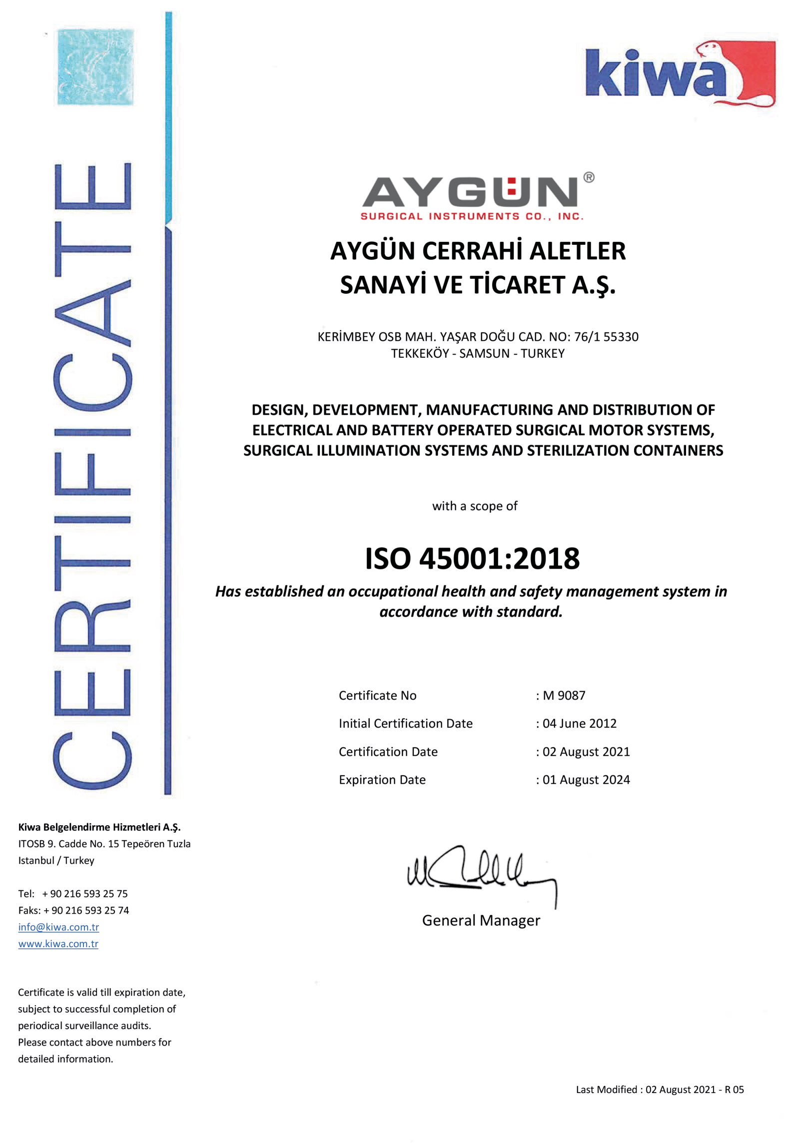 Aygün Certificate